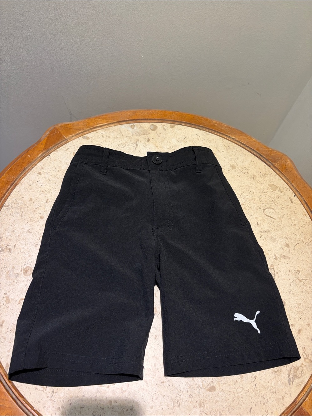 Puma Black Athletic Shorts with White Logo